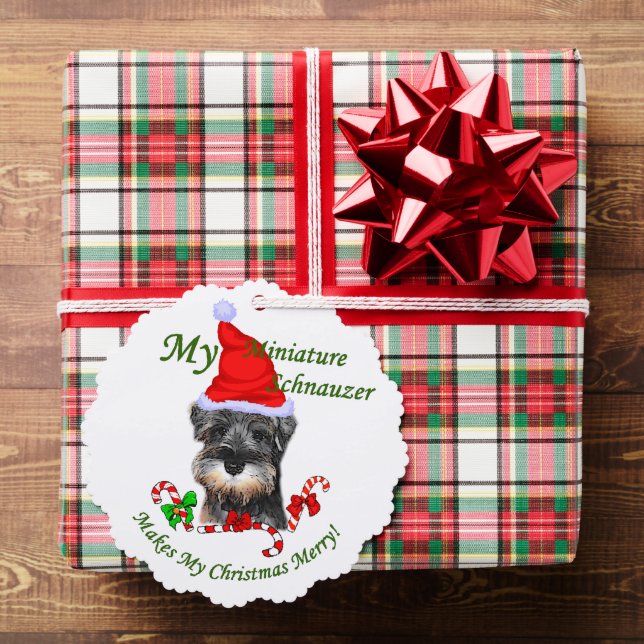 Miniature Schnauzer Christmas Gifts Tree Decoration Card (Insitu (Gift))