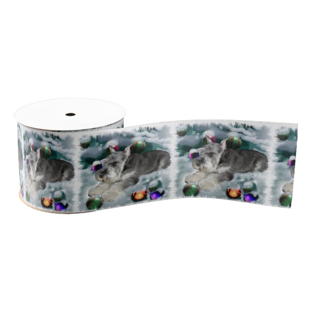 Miniature Schnauzer Christmas Grosgrain Ribbon (Spool)