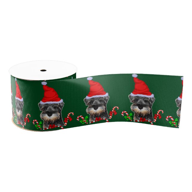Miniature Schnauzer Christmas Grosgrain Ribbon (Spool)