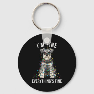 Miniature Schnauzer Christmas I'm Fine Everything Key Ring