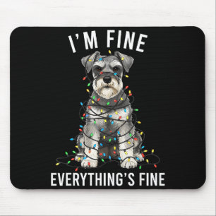 Miniature Schnauzer Christmas I'm Fine Everything Mouse Mat