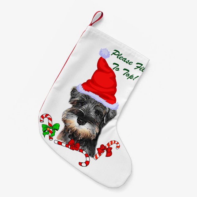 Miniature Schnauzer Christmas Merry Small Christmas Stocking (Front (Hanging))
