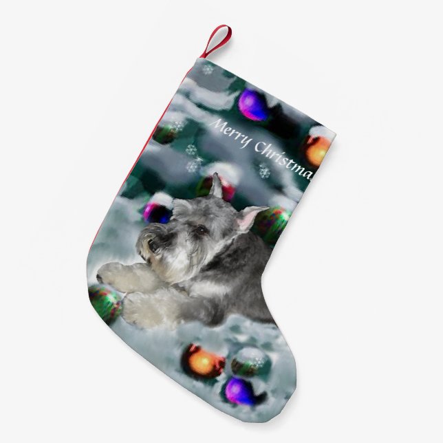 Miniature Schnauzer Christmas Small Christmas Stocking (Front (Hanging))