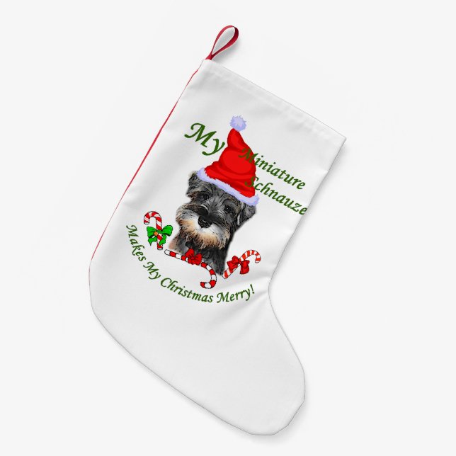 Miniature Schnauzer Christmas Small Christmas Stocking (Front (Hanging))