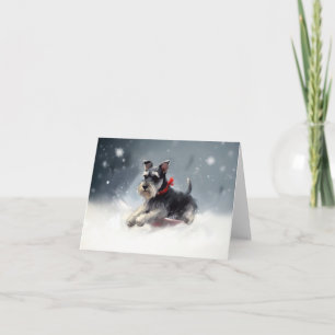 Miniature Schnauzer Christmas snow winter Card