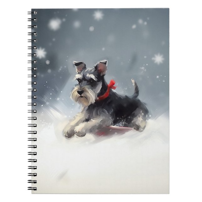 Miniature Schnauzer Christmas snow winter Notebook (Front)