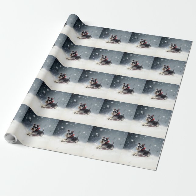 Miniature Schnauzer Christmas snow winter Wrapping Paper (Unrolled)