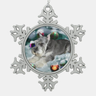 Miniature Schnauzer Christmas Snowflake Pewter Christmas Ornament