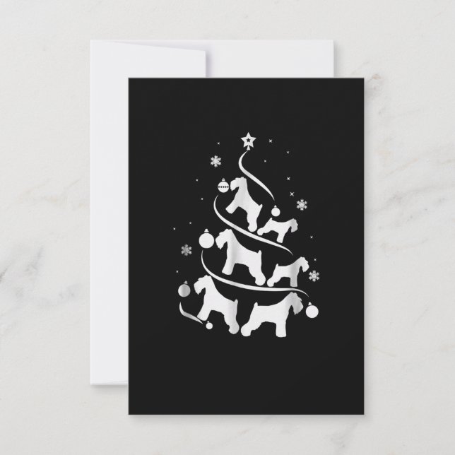 miniature schnauzer  christmas tree dog lover RSVP card (Front)