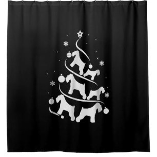 miniature schnauzer christmas tree dog lover shower curtain