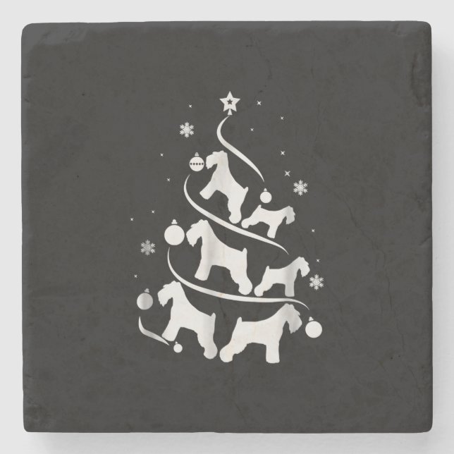 miniature schnauzer  christmas tree dog lover stone coaster (Front)