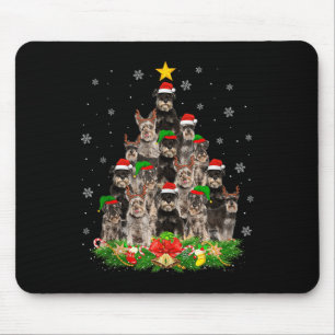 Miniature Schnauzer Christmas Tree Lights Santa Pe Mouse Mat