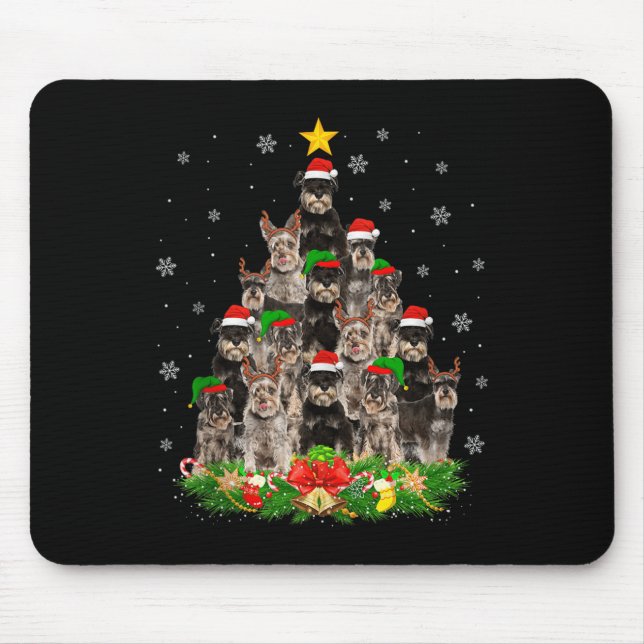 Miniature Schnauzer Christmas Tree Lights Santa Pe Mouse Mat (Front)