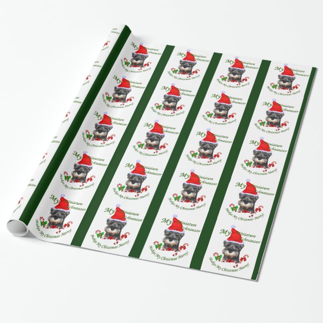 miniature Schnauzer Christmas Wrapping Paper (Unrolled)