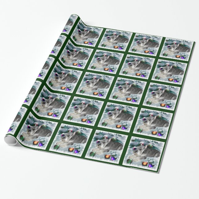 Miniature Schnauzer Christmas Wrapping Paper (Unrolled)