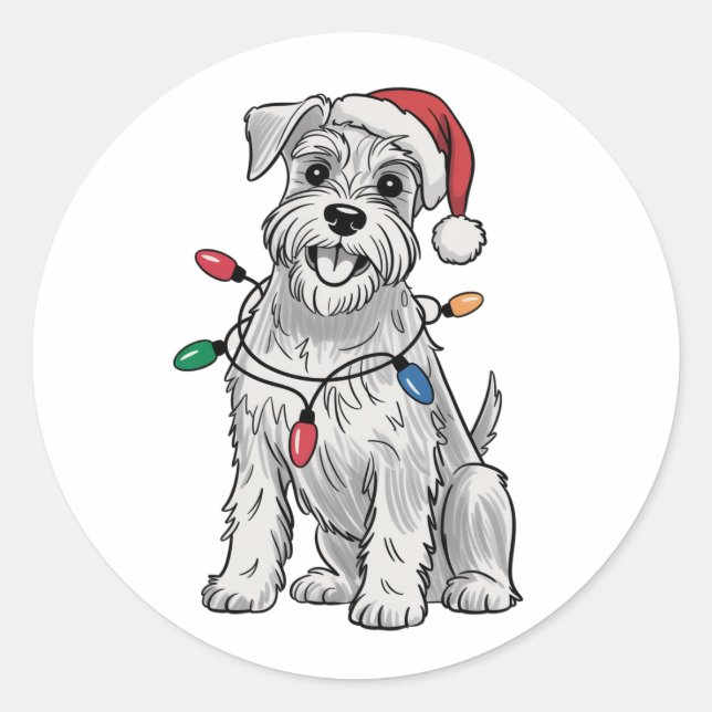 Miniature Schnauzer Christmas Xmas Dog Lover Gift  Classic Round Sticker (Front)