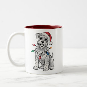 Miniature Schnauzer Christmas Xmas Dog Lover Gift  Two-Tone Coffee Mug
