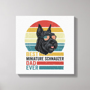 Miniature Schnauzer Dad Vintage Patriotic Shirt De Canvas Print