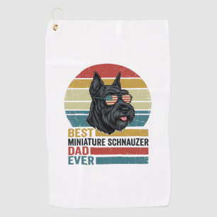 Miniature Schnauzer Dad Vintage Patriotic Shirt De Golf Towel