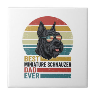 Miniature Schnauzer Dad Vintage Patriotic Shirt De Tile