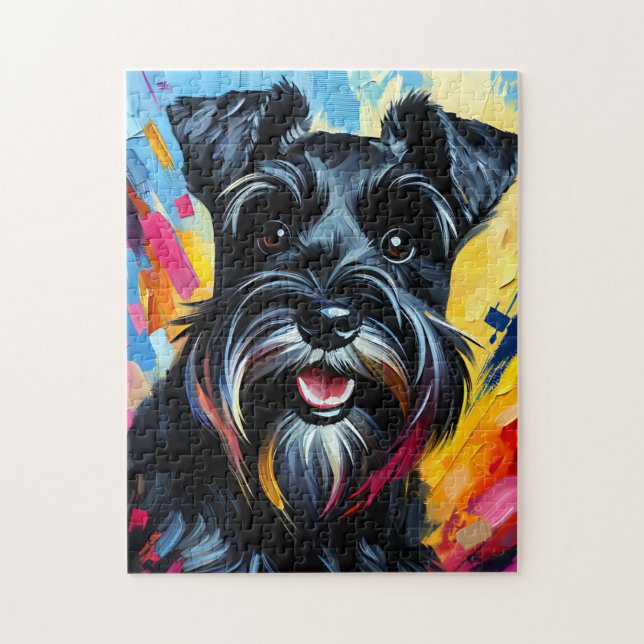Miniature Schnauzer Dog Acrylic Print Dog Lover Jigsaw Puzzle (Vertical)