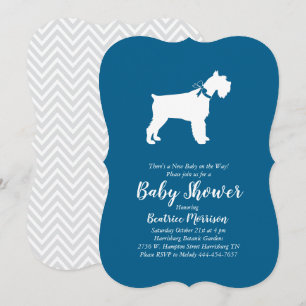 Miniature Schnauzer Dog Baby Shower Blue Boy Invitation