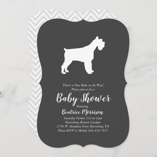 Miniature Schnauzer Dog Baby Shower Gender Neutral Invitation (Front/Back)