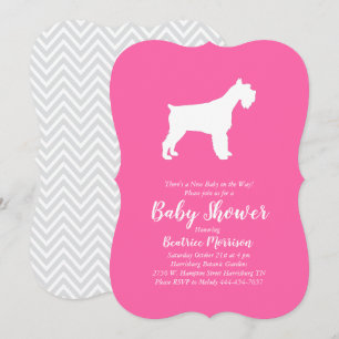 Miniature Schnauzer Dog Baby Shower Girl Pink Invitation