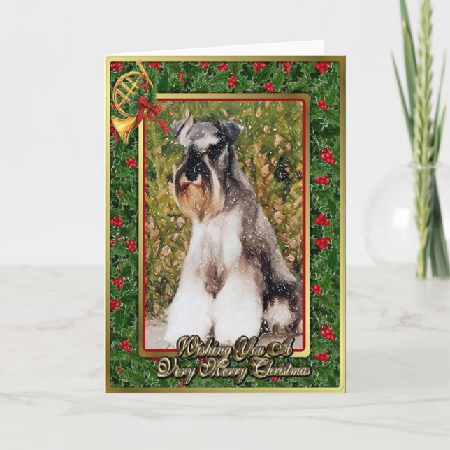 Miniature Schnauzer Dog Blank Christmas Card (Front)