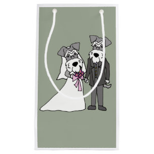 Miniature Schnauzer Dog Bride and Groom Wedding Small Gift Bag