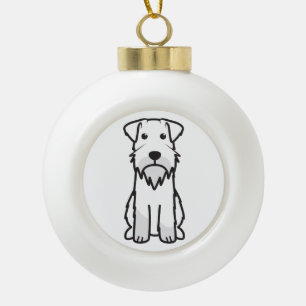 Miniature Schnauzer Dog Cartoon Ceramic Ball Christmas Ornament