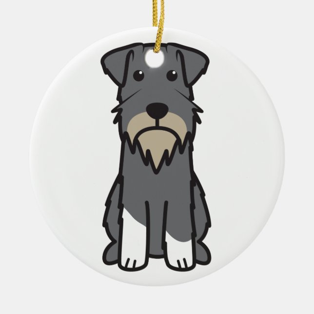 Miniature Schnauzer Dog Cartoon Ceramic Tree Decoration (Front)