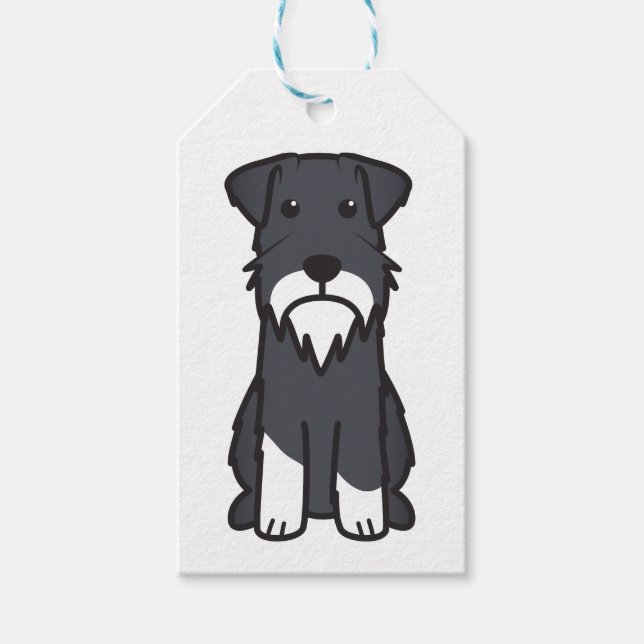 Miniature Schnauzer Dog Cartoon Gift Tags (Front)