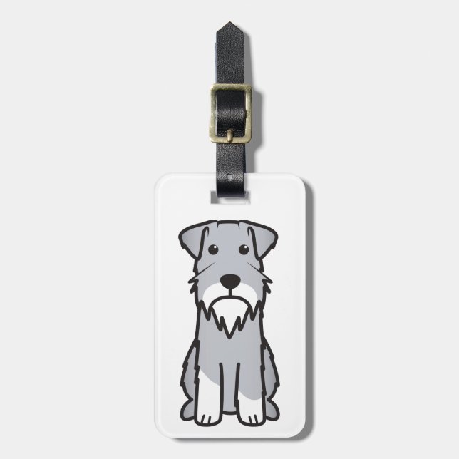 Miniature Schnauzer Dog Cartoon Luggage Tag (Front Vertical)