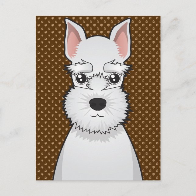 Miniature Schnauzer Dog Cartoon Paws Postcard (Front)