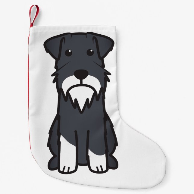 Miniature Schnauzer Dog Cartoon Small Christmas Stocking (Front)
