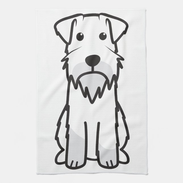 Miniature Schnauzer Dog Cartoon Tea Towel (Vertical)