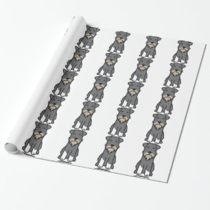 Miniature Schnauzer Dog Cartoon Wrapping Paper