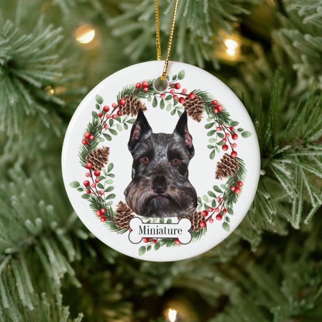 miniature schnauzer dog ceramic tree decoration (Tree)