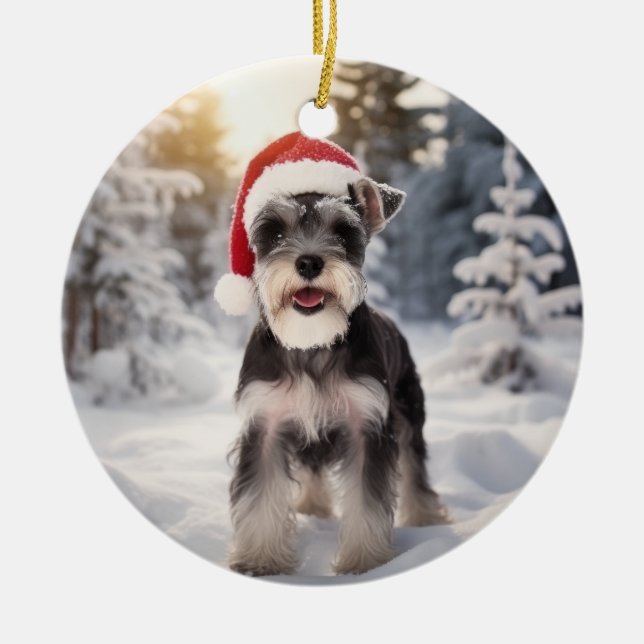 Miniature Schnauzer Dog  Ceramic Tree Decoration (Front)