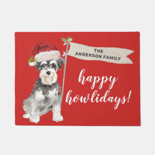 Miniature Schnauzer Dog Christmas Door Mat