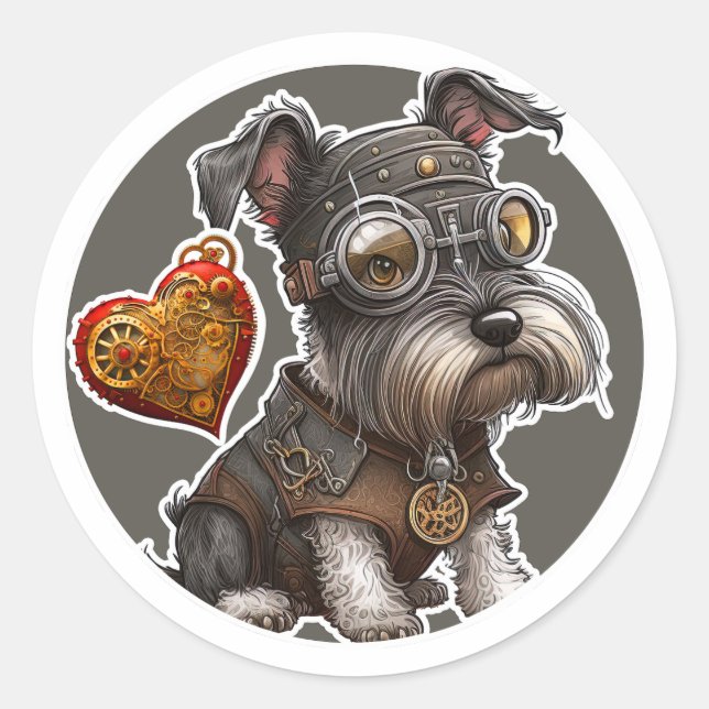 Miniature Schnauzer Dog Classic Round Sticker (Front)