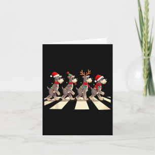 Miniature Schnauzer Dog Crossing Road Xmas  Card