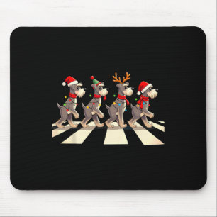Miniature Schnauzer Dog Crossing Road Xmas Mouse Mat