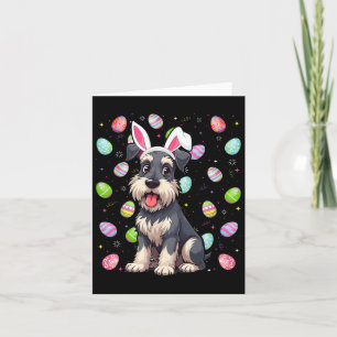 Miniature Schnauzer Dog Easter Egg Hunt Bunny Ear Card