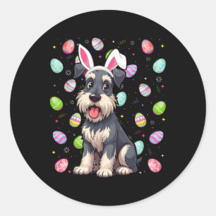 Miniature Schnauzer Dog Easter Egg Hunt Bunny Ear Classic Round Sticker