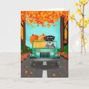 Miniature Schnauzer Dog Fall Pumpkin Card