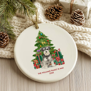 Miniature Schnauzer Dog Family Christmas Ceramic Tree Decoration