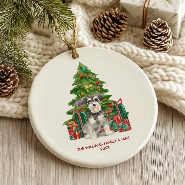 Miniature Schnauzer Dog Family Christmas Ceramic Tree Decoration (Creator Uploaded)