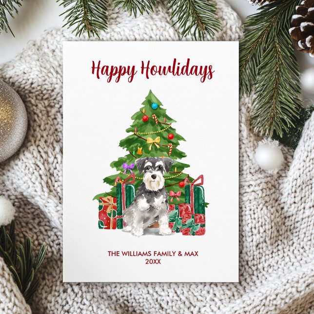 Miniature Schnauzer Dog Family Christmas Holiday Card (Creator Uploaded)